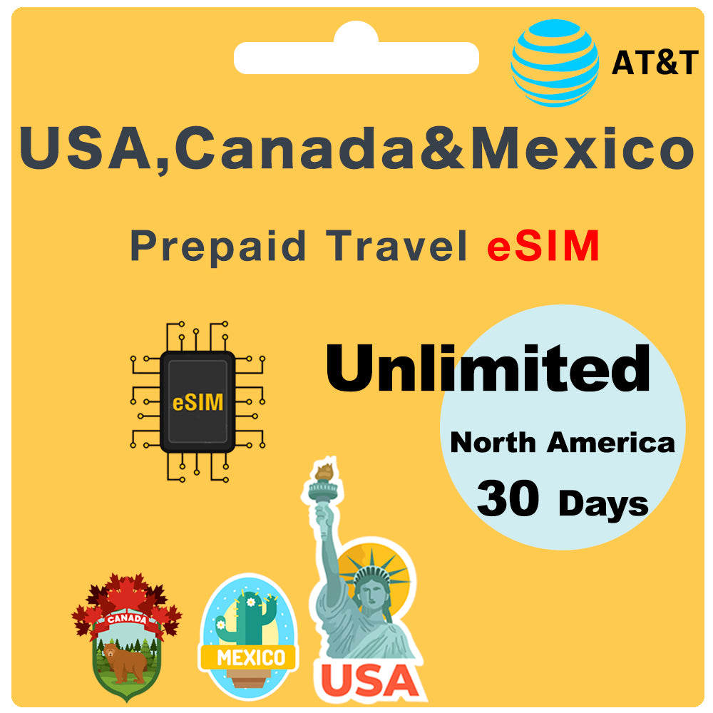 Carte eSIM de voyage prépayée pour les États-Unis, le Canada et le Mex