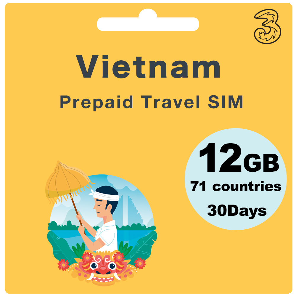 Tarjeta SIM de viaje prepago de Vietnam 12 GB de datos 30 días